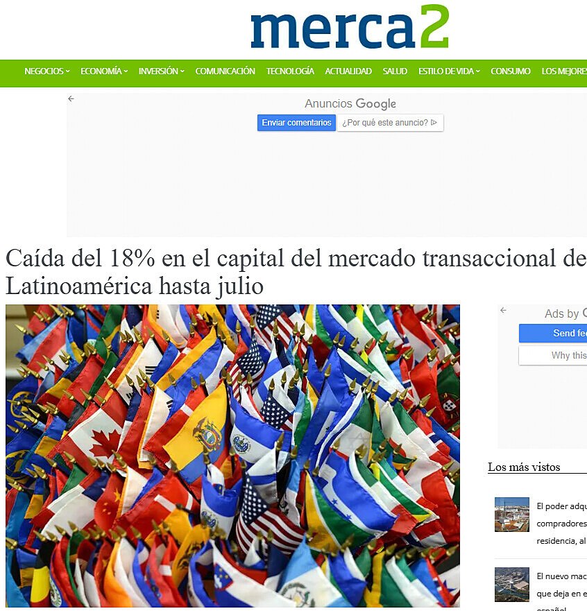 Cada del 18% en el capital del mercado transaccional de Latinoamrica hasta julio